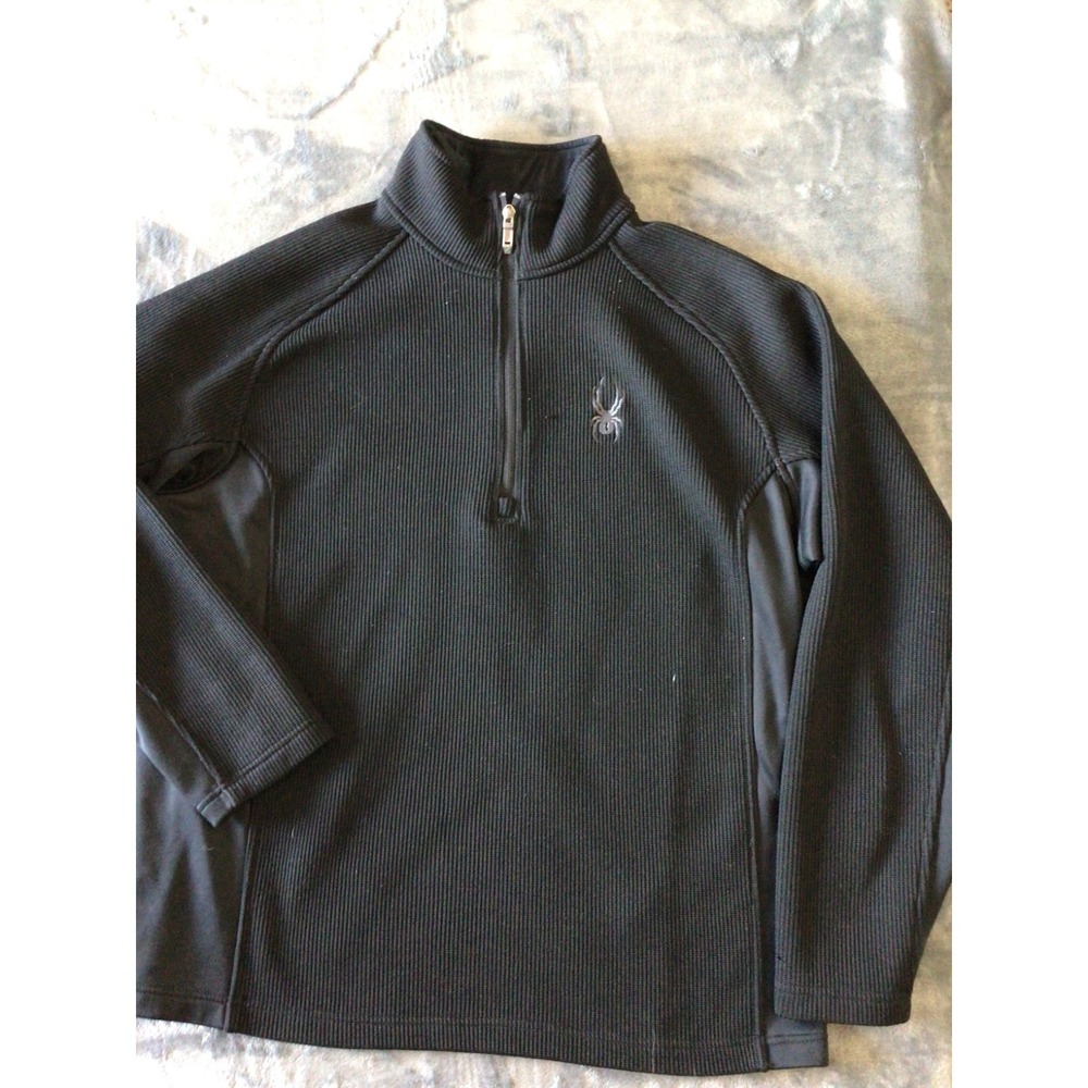 Spyder Mens XL Black Zip-Up‎ Core Sweater Jacket Collared Long Sleeve ski snow